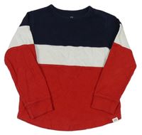 Tmavomodro-bielo-červené rebrované tričko GAP