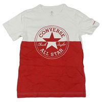 Červeno-bílé tričko s logem Converse