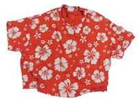 Červené květované crop tričko Zara