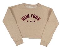 Pudrová melírovaná crop mikina s nápisom H&M