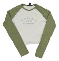 Bílo-khaki crop tričko s nápisom New Look