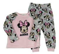 Sivo-ružové chlpaté pyžama s Minnie zn. Primark