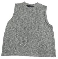 Sivo-čierny melírovaný pletený crop top zn. Matalan