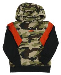 Khaki-černo-červená army mikina s kapucí Next