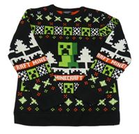 Čierno-zeleno-biely vzorovaný sveter s Minecraft