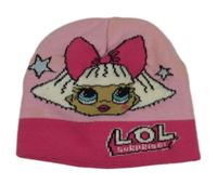 Světlerůžové-růžová pletená čepice s L.O.L. 