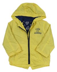 3v1 - žlutá šusťáková jarní bunda s kapucí + tmavomodrá mikina s lvíčky Ergee