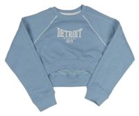 Svetlomodrá crop mikina s nápisom Primark