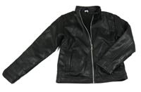 Čierna zateplená koženková bunda