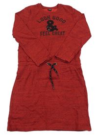 Rubínovo-černé melírované teplákové šaty s nápisem Y.F.K.