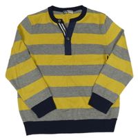 Sivo-žltý pruhovaný sveter Alive