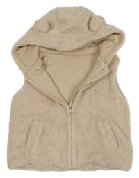 Smetanová huňatá podšitá vesta s kapucí George