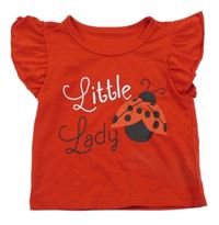 Červené tričko s volánky a beruškou 