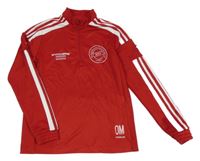 Červená sportovní funkční mikina s nápisem Adidas