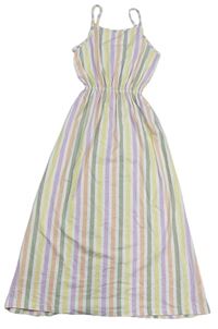 Smetanovo-farebné pruhované bavlnené šaty H&M