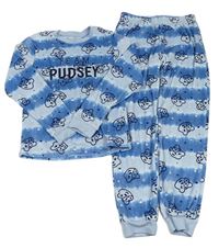 Modro-svetlomodré pruhované plyšové pyžama s Pudseym George