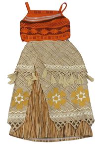 Kostým - 2set - Oranžový crop top + béžová vzorovaná sukně - Moana Disney