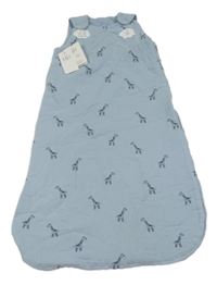 Nové - Modrý zateplený mušelínový spací pytel so žirafkami zn. George
