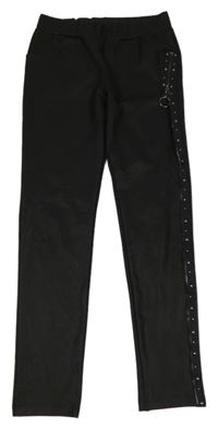 Černé tregíny se zipem a kamínky 