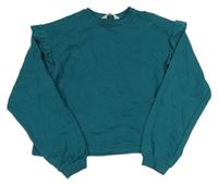 Zelená crop mikina s volánikmi H&M