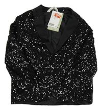 Nové - Čierne flitrové slávnostné sako H&M