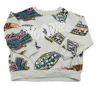 Svetlosivá mikina s nápismi a auty - Hot Wheels Zara