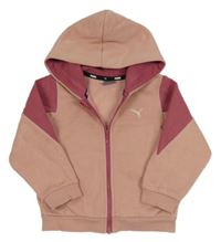 Růžová propínací mikina s logem a kapucí Puma