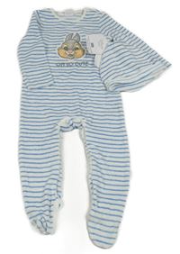 Nové - Bílo-modrý pruhovaný sametový overal s Dupíkem + čepice F&F