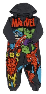 Antracitová tepláková kombinéza se superhrdiny a kapucí George