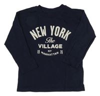 Tmavomodré tričko s nápisom H&M