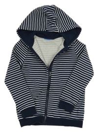 Tmavomodro-biela pruhovaná prepínaci mikina s kapucňou Lupilu