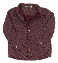 Vínovo-bílá puntíkatá košile H&M