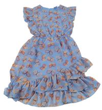 Modré šifónové šaty s motýlikmi Kiki&Koko