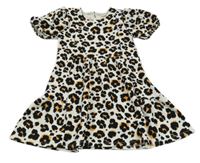 Bielo-čierno-oranžové šaty s leopardím vzorom Matalan