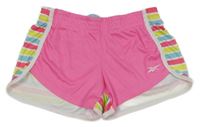Růžovo-bílo-barevné pruhované sportovní kraťasy Reebok