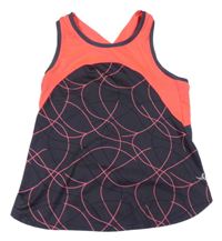 Antracitovo-neonově růžový vzorovaný sportovní top 