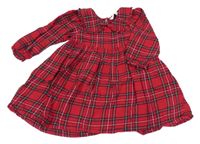 Červeno-tmavomodré kockované šaty s golierikom H&M