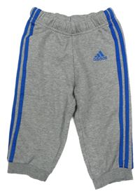 Sivo-modré tepláky s pruhmi a logom Adidas