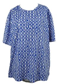 Dámské kobaltově modro-bílé vzorované tričko M&S
