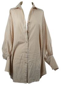 Dámská světlerůžovo-bílá pruhovaná oversized halenková tunika Boohoo 