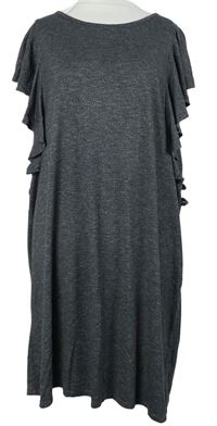 Dámské tmavošedé melírované šaty s volánky Papaya 