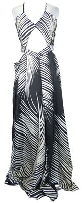 Dámský černo-béžový vzorovaný lehký kalhotový palazzo overal s průstřihy Chicme 