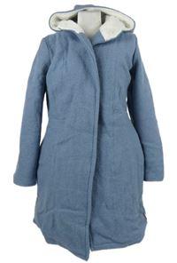 Dámský světlemodrý vlněný zateplený kabátový cardigán s kapucí Landkind
