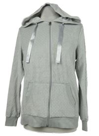 Dámská šedá vzorovaná sametová propínací mikina s kapucí Up2Fashion 