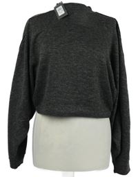 Nové - Dámská tmavošedá pletená crop mikina Primark 