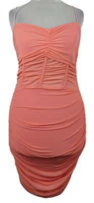 Dámské růžové tylové řasené minišaty