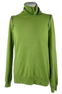 Dámský limetkový svetrový rolák s korálky 