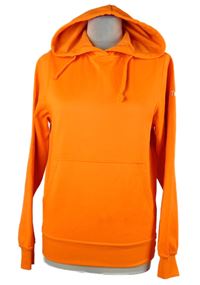 Dámská neonově oranžová sportovní mikina s nápisem a kapucí Clique 