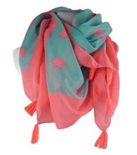 Dámský tyrkysovo-růžový hvězdičkovaný šátek s strapcemi