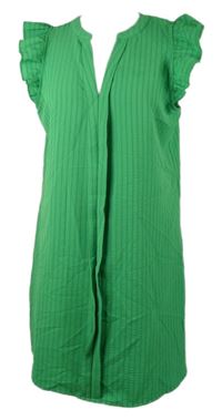 Dámské zelené pruhované šaty s volánky Emery Rose 